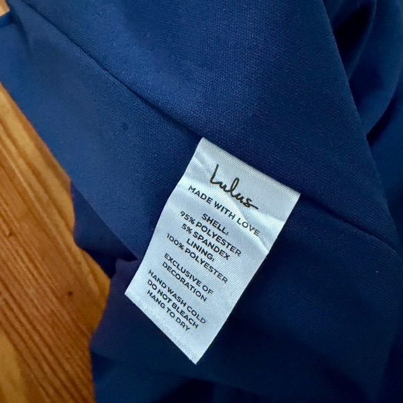 Lulus Midi Dress XS Navy Blue One Shoulder Asymmetrical 21D1017 Cocktail Wedding - Picture 6 of 7